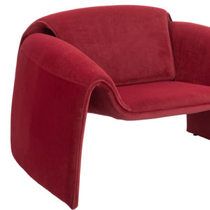 Homeroots 40" Red Velvet Contemporary Arm Chair - Stylish Comfort With Durable Design For Modern Home Decor   572304