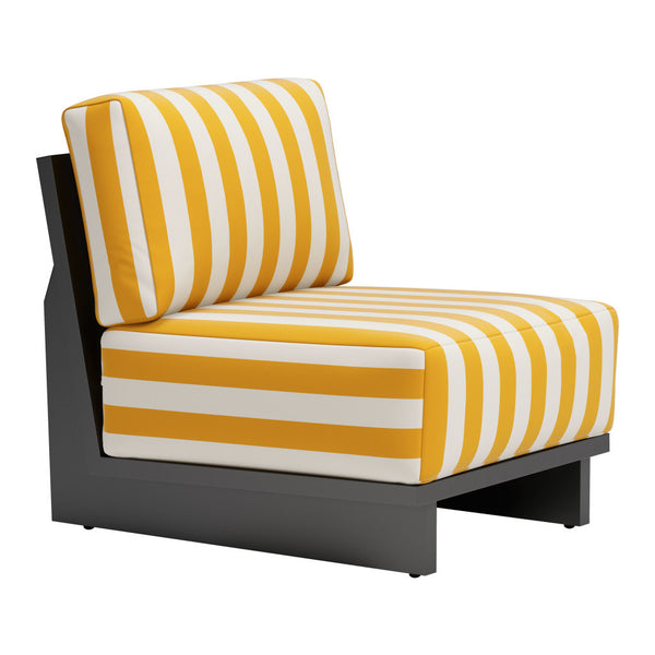Homeroots 27" Striped Fabric Side Chair In Chic White, Yellow & Black - Stylish, Comfortable, And Versatile!   572305