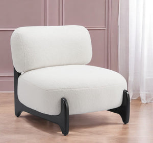 HomeRoots 30" Cozy White Sherpa Side Chair with Black Accents – Modern Accent for Home & Hospitality Spaces 572306