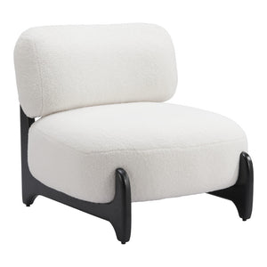 Homeroots 30" Stylish White And Black Sherpa Upholstered Side Chair For Cozy And Chic Home Decor Upgrade   572306