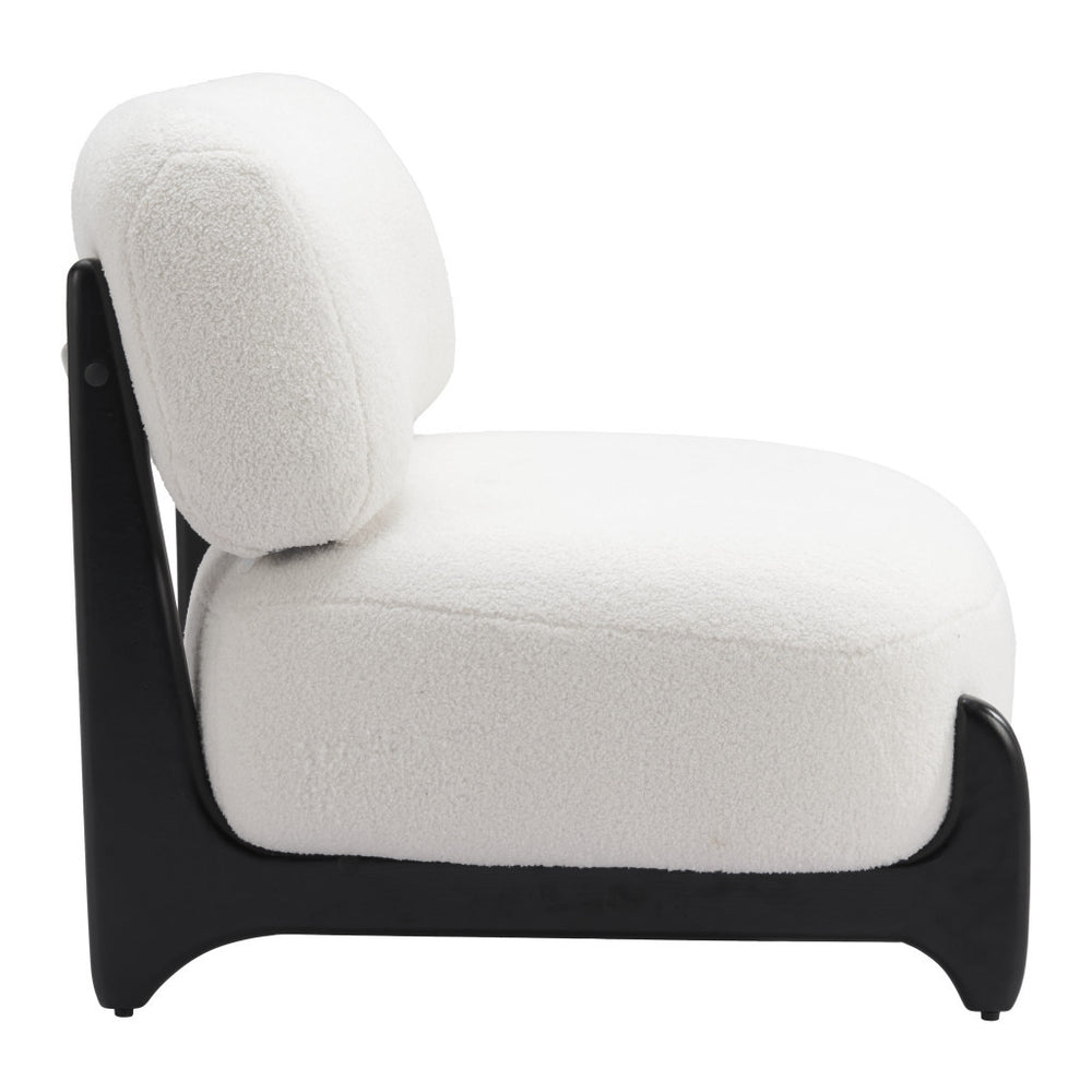 Homeroots 30" Stylish White And Black Sherpa Upholstered Side Chair For Cozy And Chic Home Decor Upgrade   572306
