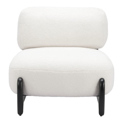 Homeroots 30" Stylish White And Black Sherpa Upholstered Side Chair For Cozy And Chic Home Decor Upgrade   572306