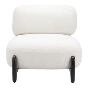 Homeroots 30" Stylish White And Black Sherpa Upholstered Side Chair For Cozy And Chic Home Decor Upgrade   572306
