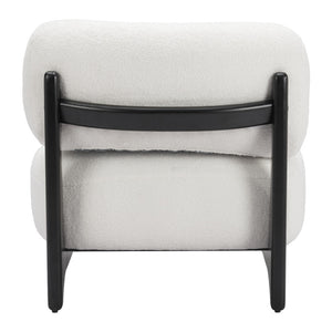 Homeroots 30" Stylish White And Black Sherpa Upholstered Side Chair For Cozy And Chic Home Decor Upgrade   572306