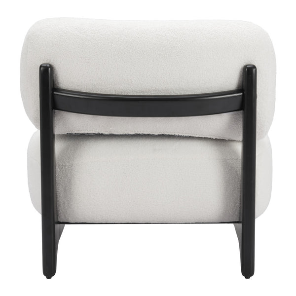 Homeroots 30" Stylish White And Black Sherpa Upholstered Side Chair For Cozy And Chic Home Decor Upgrade   572306