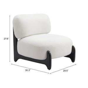 Homeroots 30" Stylish White And Black Sherpa Upholstered Side Chair For Cozy And Chic Home Decor Upgrade   572306