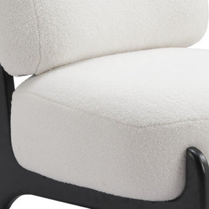 Homeroots 30" Stylish White And Black Sherpa Upholstered Side Chair For Cozy And Chic Home Decor Upgrade   572306