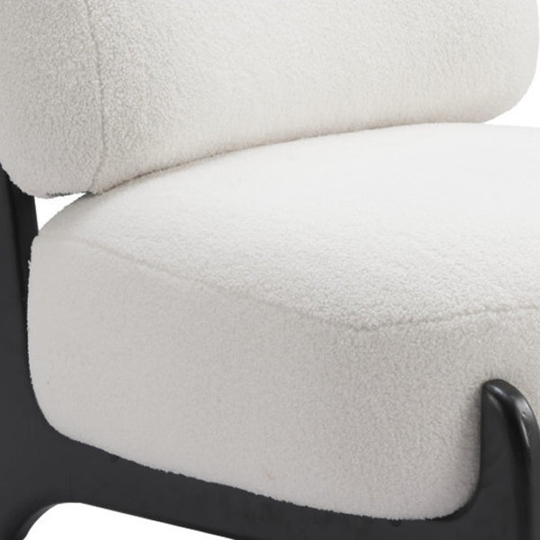 Homeroots 30" Stylish White And Black Sherpa Upholstered Side Chair For Cozy And Chic Home Decor Upgrade   572306