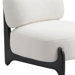 Homeroots 30" Stylish White And Black Sherpa Upholstered Side Chair For Cozy And Chic Home Decor Upgrade   572306
