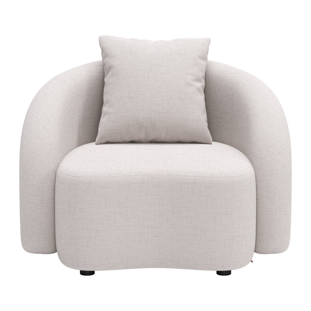 Homeroots 42" Beige Outdoor Accent Chair With Stylish Cushions - Elevate Your Patio Comfort & Aesthetic!  Olefin,Aluminium,Polypropylene 572307