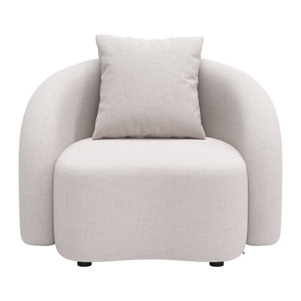 Homeroots 42" Beige Outdoor Accent Chair With Stylish Cushions - Elevate Your Patio Comfort & Aesthetic!  Olefin,Aluminium,Polypropylene 572307