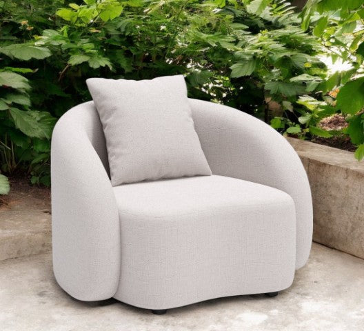 Homeroots 42" Beige Outdoor Accent Chair With Stylish Cushions - Elevate Your Patio Comfort & Aesthetic!  Olefin,Aluminium,Polypropylene 572307