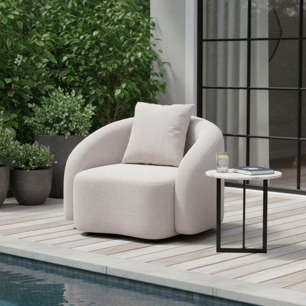 HomeRoots 42" Beige Outdoor Accent Chair - Stylish, Weather-Resistant, Comfortable Seating for Any Space 572307
