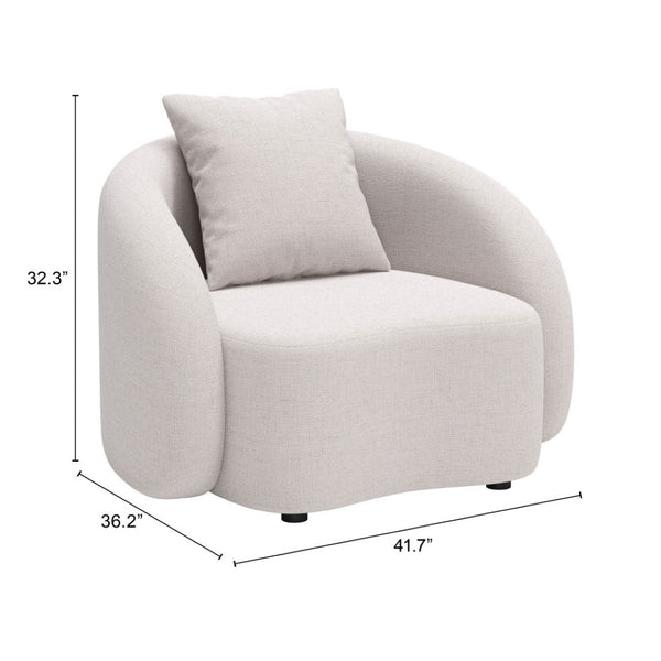 HomeRoots 42" Beige Outdoor Accent Chair - Stylish, Weather-Resistant, Comfortable Seating for Any Space 572307