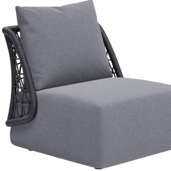 Homeroots 33" Gray Outdoor Accent Chair - Stylish Cushions, Durable Aluminum Frame, Perfect For Relaxation!  Olefin,Aluminium,Polypropylene 572308