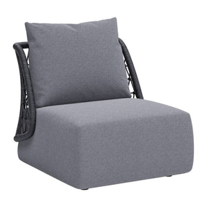 Homeroots 33" Gray Outdoor Accent Chair - Stylish Cushions, Durable Aluminum Frame, Perfect For Relaxation!  Olefin,Aluminium,Polypropylene 572308