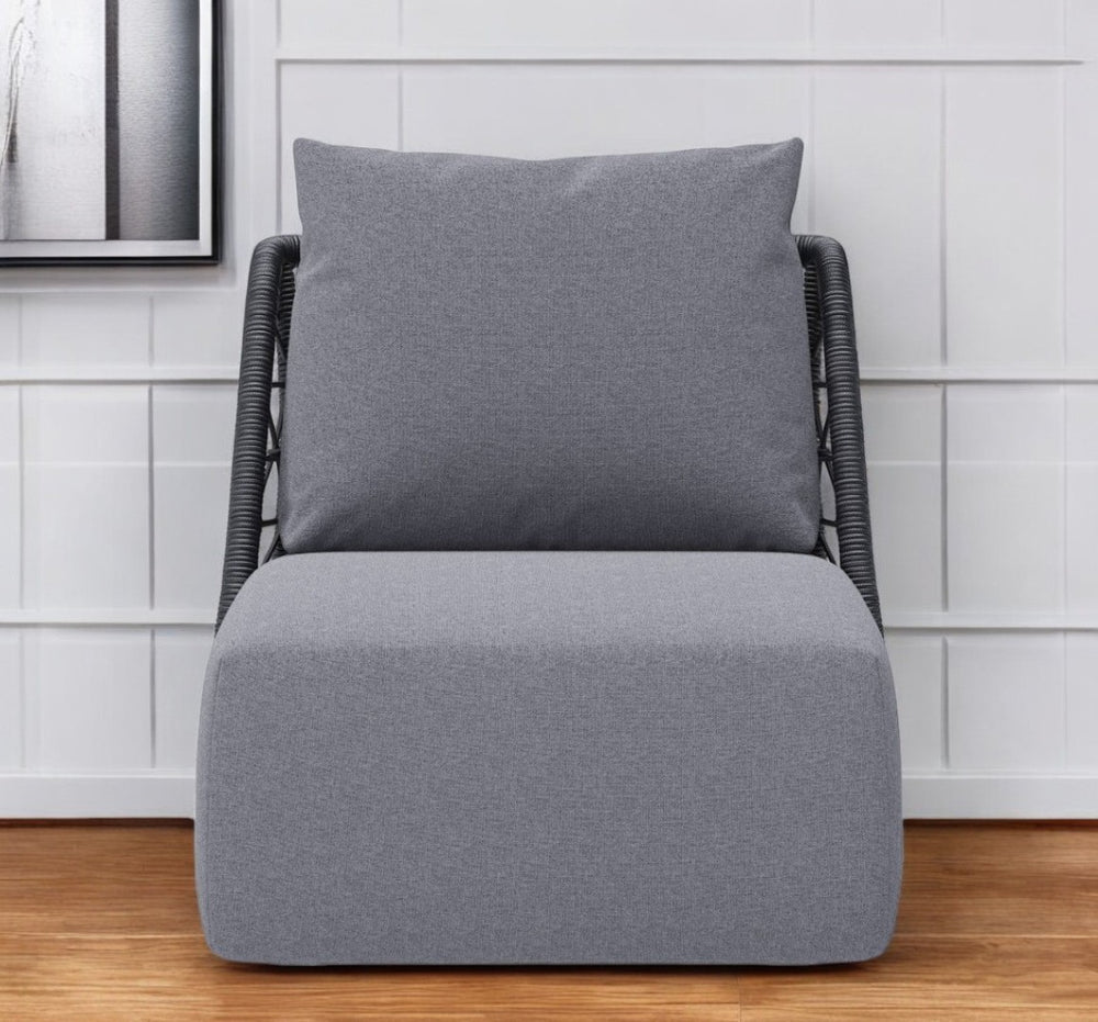 HomeRoots 33" Gray Outdoor Accent Chair - Stylish, Durable, and Comfortable Seating for All Spaces! 572308