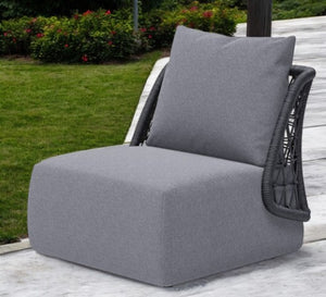 Homeroots 33" Gray Outdoor Accent Chair - Stylish Cushions, Durable Aluminum Frame, Perfect For Relaxation!  Olefin,Aluminium,Polypropylene 572308
