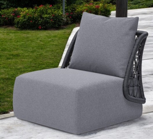 Homeroots 33" Gray Outdoor Accent Chair - Stylish Cushions, Durable Aluminum Frame, Perfect For Relaxation!  Olefin,Aluminium,Polypropylene 572308