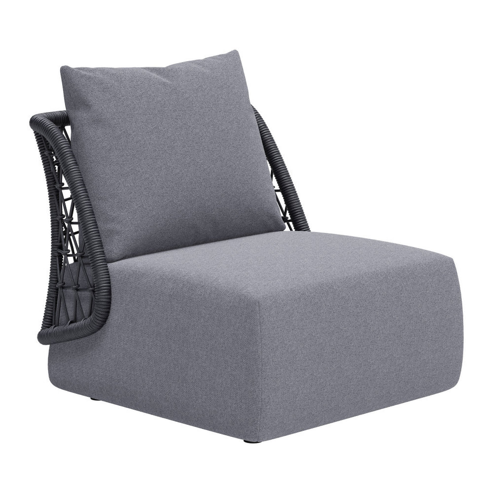 Homeroots 33" Gray Outdoor Accent Chair - Stylish Cushions, Durable Aluminum Frame, Perfect For Relaxation!  Olefin,Aluminium,Polypropylene 572308