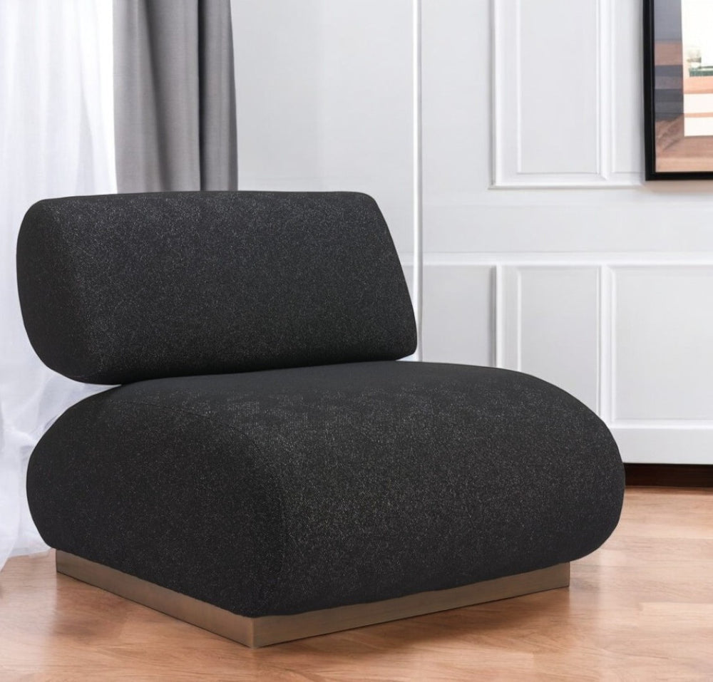 HomeRoots 34" Modern Black and Bronze Upholstered Accent Chair - Plush Comfort for Home & Office Use 572309