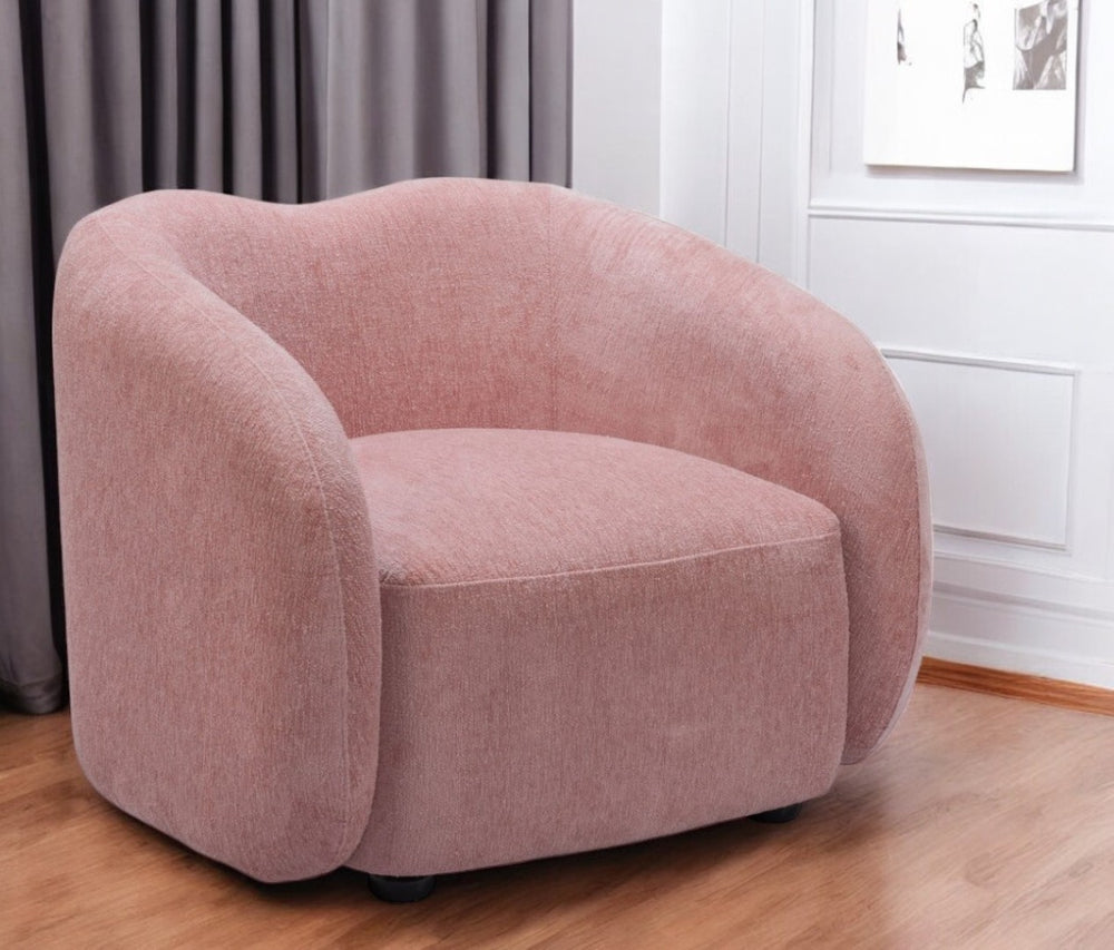 HomeRoots 36" Pink and Black Faux Shearling Upholstered Arm Chair - Stylish Comfort for Home & Office Spaces 572310