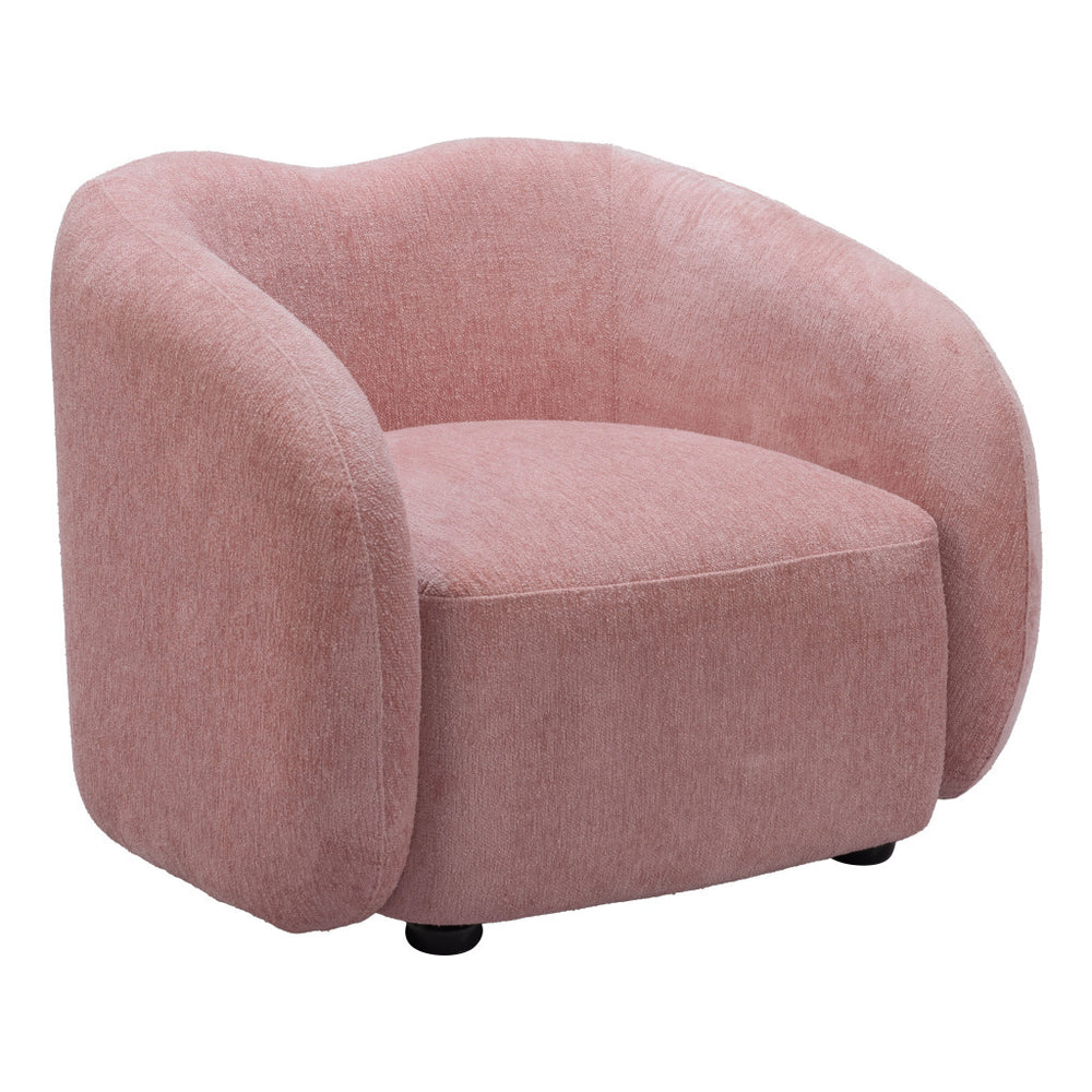 Homeroots 36" Stylish Pink & Black Faux Shearling Arm Chair - Elegant Upholstered Seating For Any Room   572310