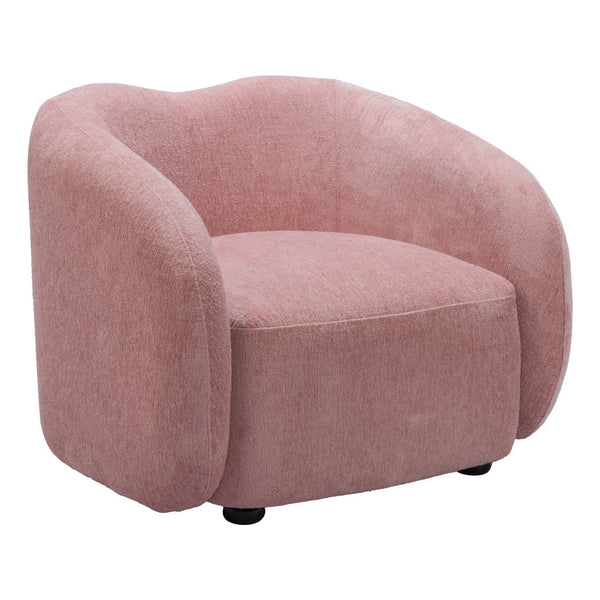 Homeroots 36" Stylish Pink & Black Faux Shearling Arm Chair - Elegant Upholstered Seating For Any Room   572310