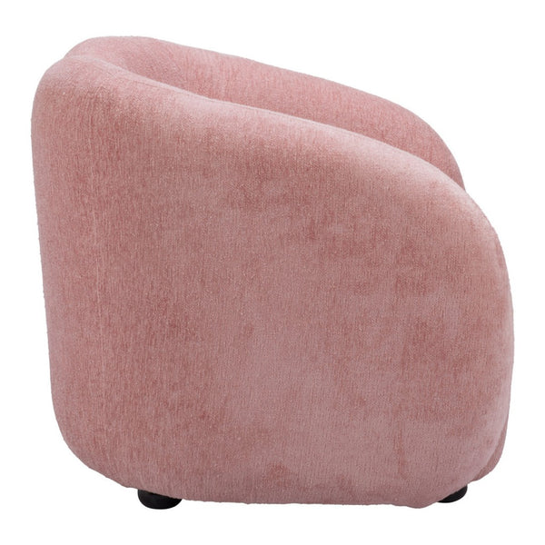 Homeroots 36" Stylish Pink & Black Faux Shearling Arm Chair - Elegant Upholstered Seating For Any Room   572310