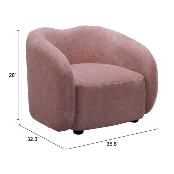 Homeroots 36" Stylish Pink & Black Faux Shearling Arm Chair - Elegant Upholstered Seating For Any Room   572310