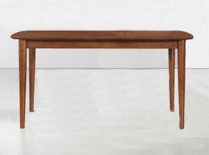 English Elm Bryson 59" Walnut Finish Leg Dining Table — Seats 6, Solid & Engineered Wood, Birch Veneer, Timeless Design B050126343