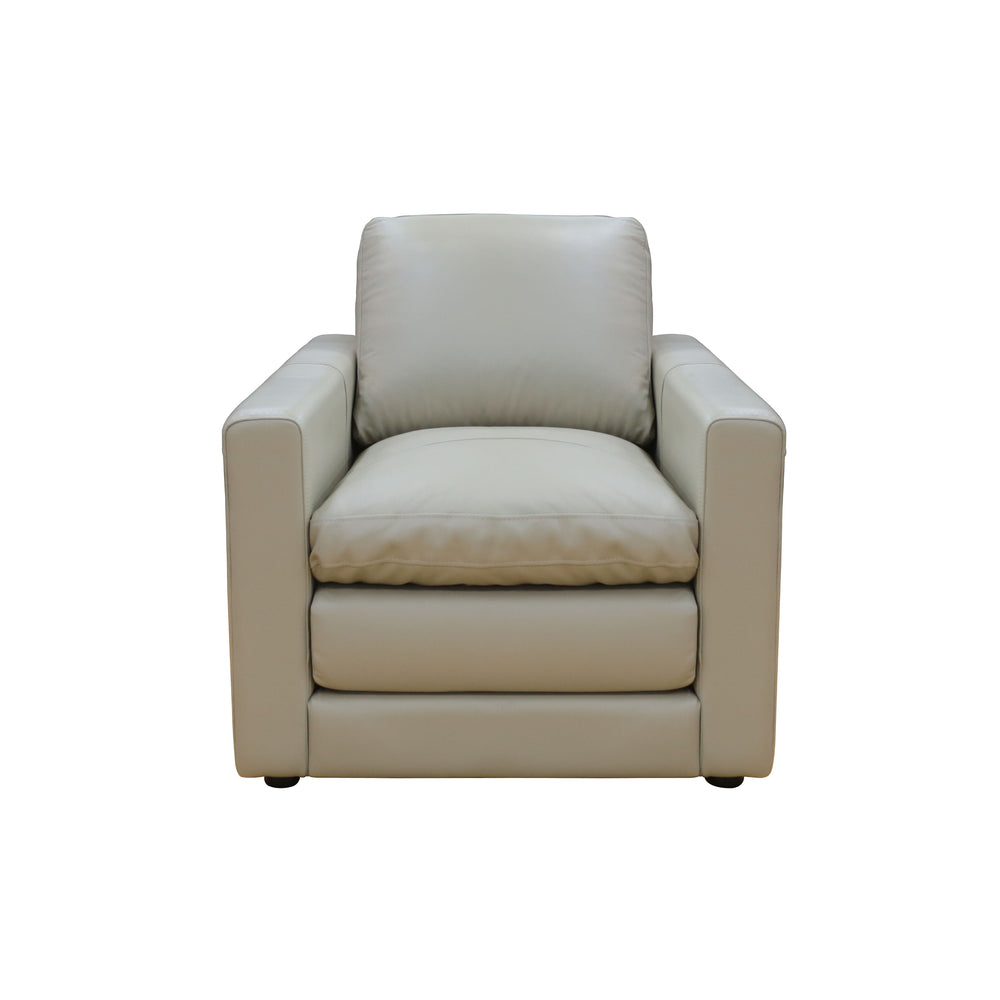 English Elm Leather Match Armchair with Pocket Coil Seating, Overstuffed Cushions & Wooden Frame, Beige Elegance B2741P330124