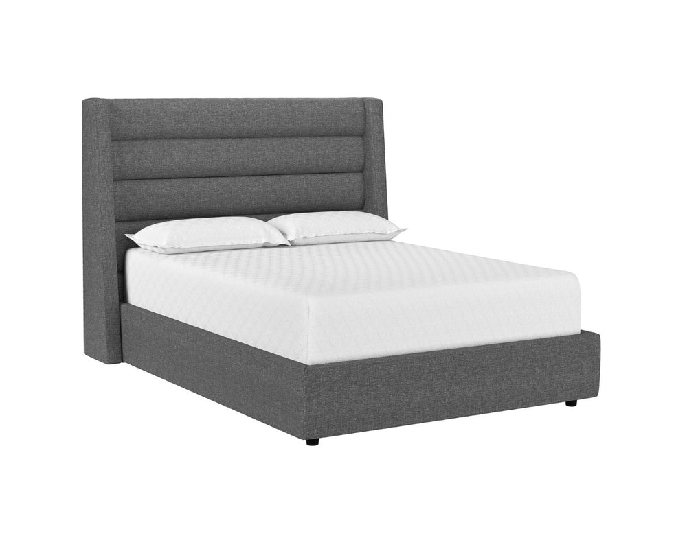 Sunpan EMMIT Bed - Queen - Contemporary Upholstered Design with Channel Tufting for Modern Comfort Quarry 102557V