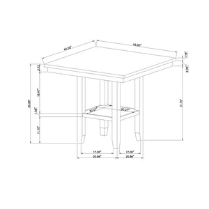 English Elm CLAUI Natural Bar Table with Marble Finish Top, Solid Wood & MDF Construction, Square Transitional Style 93 B201P215784