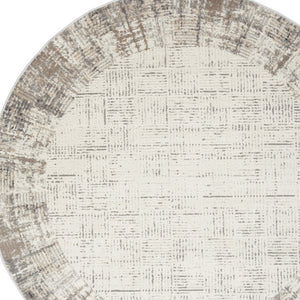 Homeroots 5' Ivory And Gray Abstract Round Rug  Polypropylene 572513