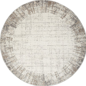 Homeroots 5' Ivory And Gray Abstract Round Rug  Polypropylene 572513