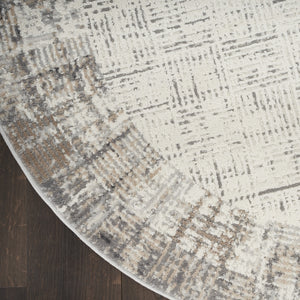 Homeroots 5' Ivory And Gray Abstract Round Rug  Polypropylene 572513