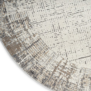 Homeroots 5' Ivory And Gray Abstract Round Rug  Polypropylene 572513