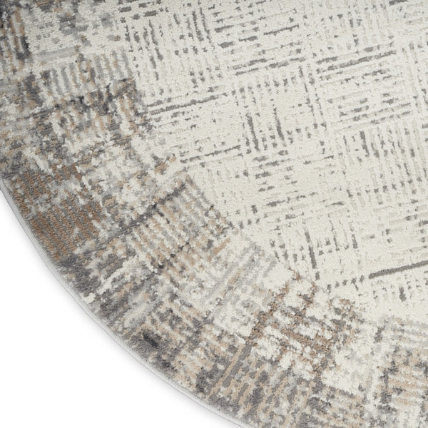 Homeroots 5' Ivory And Gray Abstract Round Rug  Polypropylene 572513