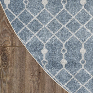 Homeroots 5' Blue Geometric Power Loom Round Rug  Polyester 572514