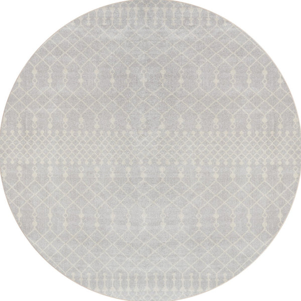 Homeroots 5' Gray Geometric Power Loom Round Rug  Polyester 572515