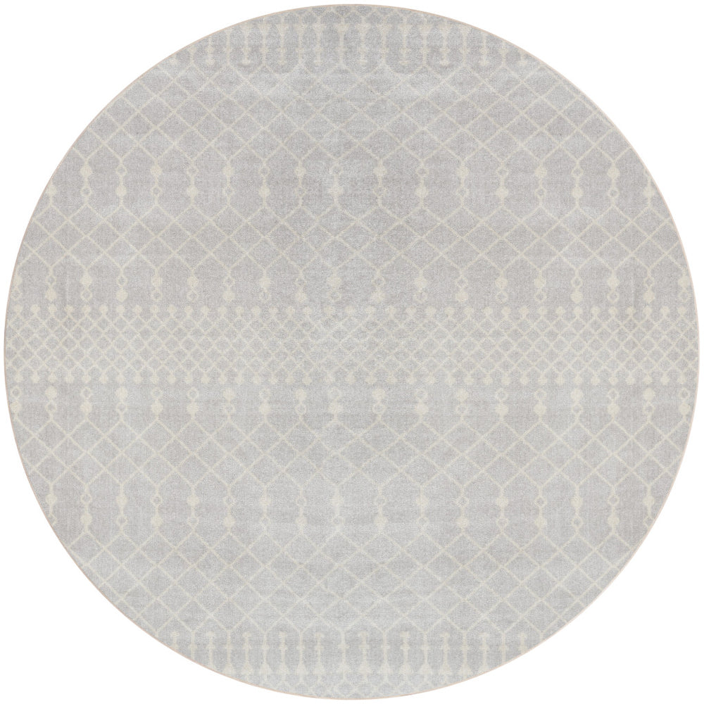 Homeroots 5' Gray Geometric Power Loom Round Rug  Polyester 572515