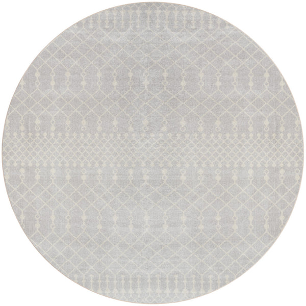 Homeroots 5' Gray Geometric Power Loom Round Rug  Polyester 572515