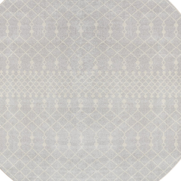 Homeroots 5' Gray Geometric Power Loom Round Rug  Polyester 572515
