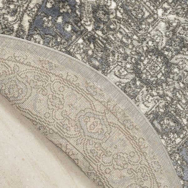 HomeRoots 8' Blue Floral Power Loom Rug - Timeless Charm and Durability for Any Room Décor, Easy Care Design 8' Round 572519