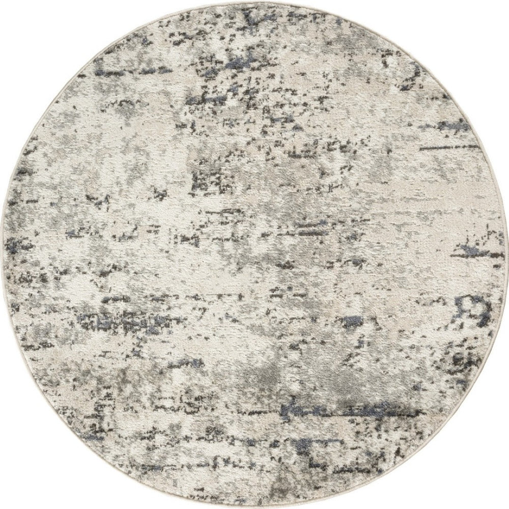 HomeRoots 8' Gray Floral Power Loom Area Rug - Stylish, Durable, and Versatile for Any Room Décor 8' Round 572520