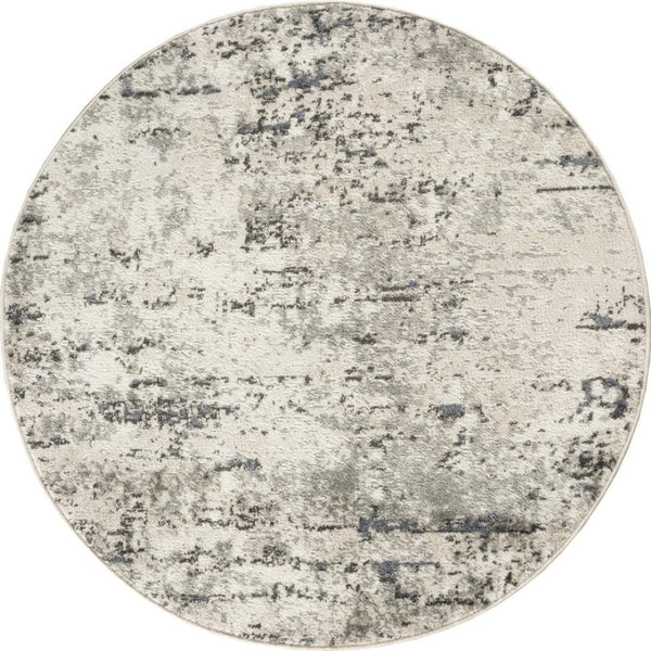 HomeRoots 8' Gray Floral Power Loom Area Rug - Stylish, Durable, and Versatile for Any Room Décor 8' Round 572520