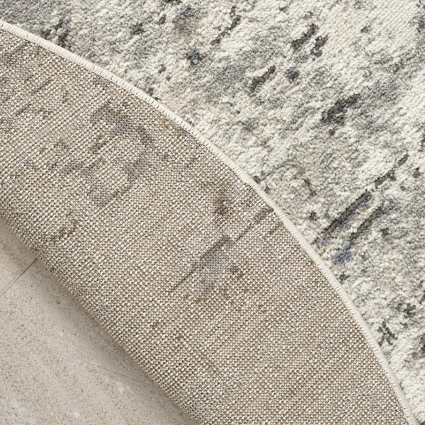 HomeRoots 8' Gray Floral Power Loom Area Rug - Stylish, Durable, and Versatile for Any Room Décor 8' Round 572520