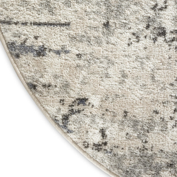 HomeRoots 8' Gray Floral Power Loom Area Rug - Stylish, Durable, and Versatile for Any Room Décor 8' Round 572520
