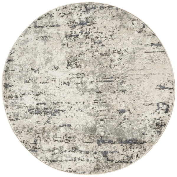 HomeRoots 8' Gray Floral Power Loom Area Rug - Stylish, Durable, and Versatile for Any Room Décor 8' Round 572520